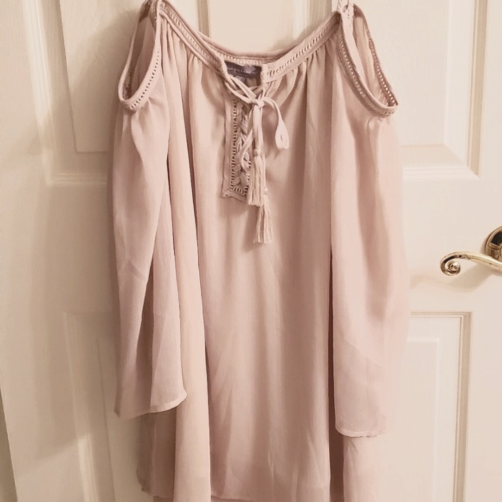 Purple snow cold shoulder dress